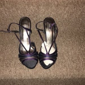 💜🖤💜NWT Nine West Satin 4 Colored Platform Sandals